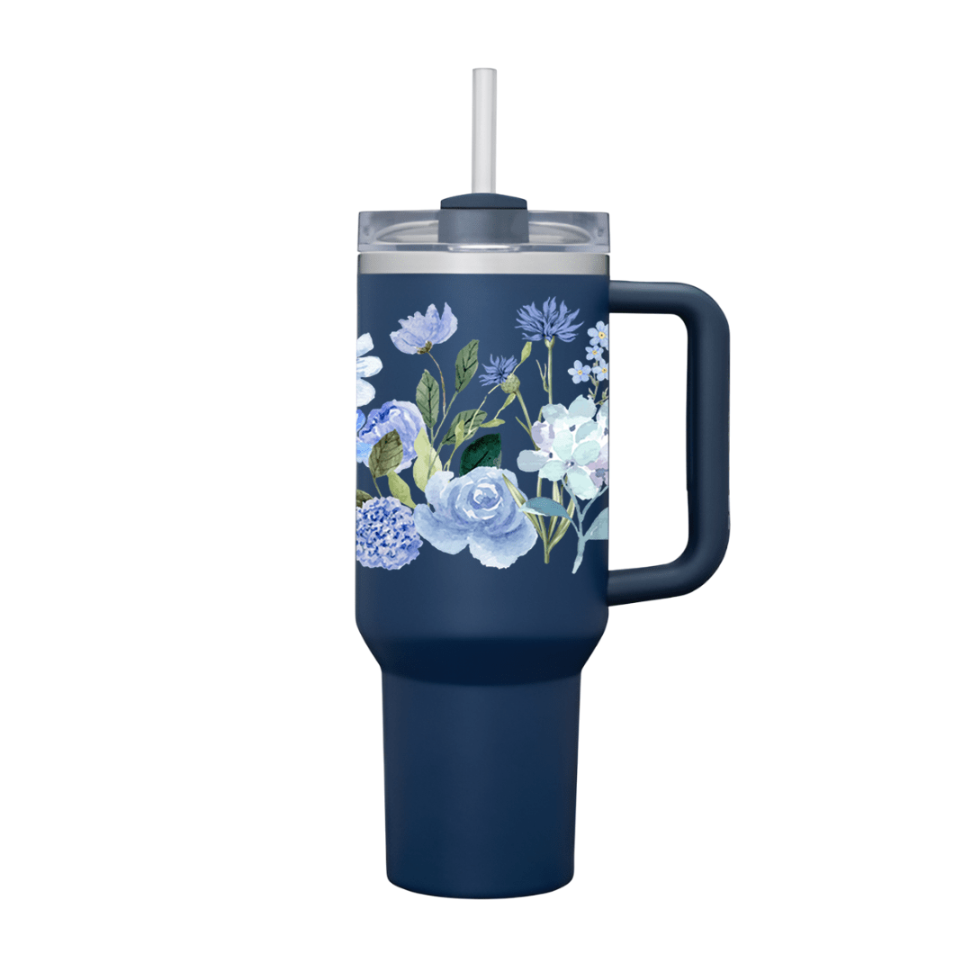 Indigo Bloom Art Tumbler - Memories InsiteINDIGO BLOOM ART TUMBLER - BLUE WITHOUT CHARMS
